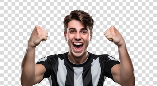 PSD un jeune supporter de football avec une expression de victoire