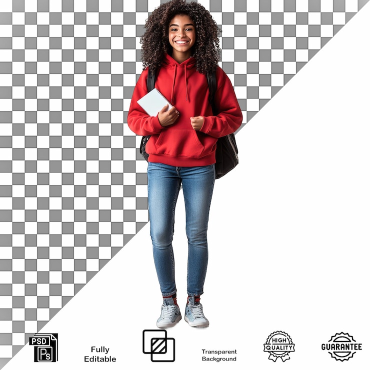 PSD jeunesse en hoodie décontractée psd éditable de haute qualité et fond transparent