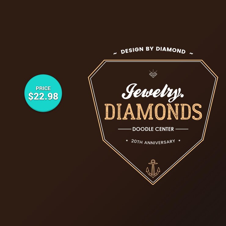 PSD jewelry diamonds doodle center insignia do 20o aniversário