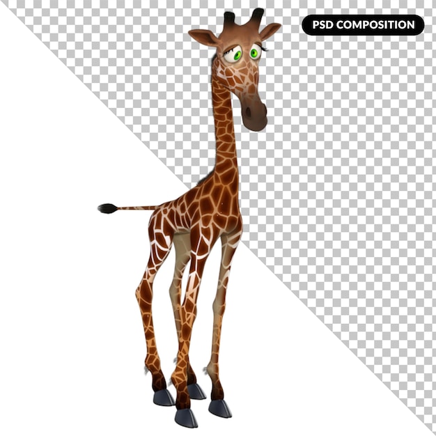 PSD jirafa animal aislado 3d renderizado