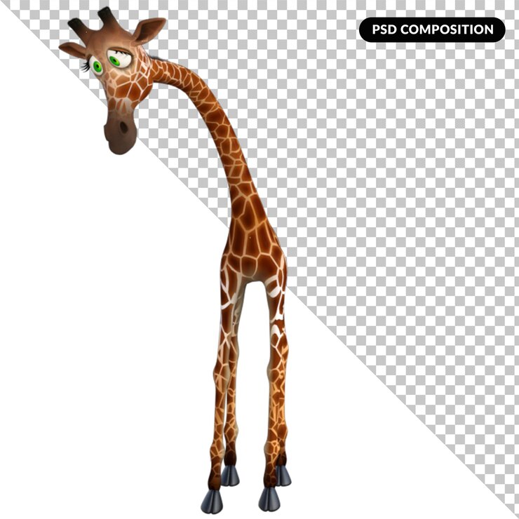 PSD jirafa animal aislado 3d renderizado