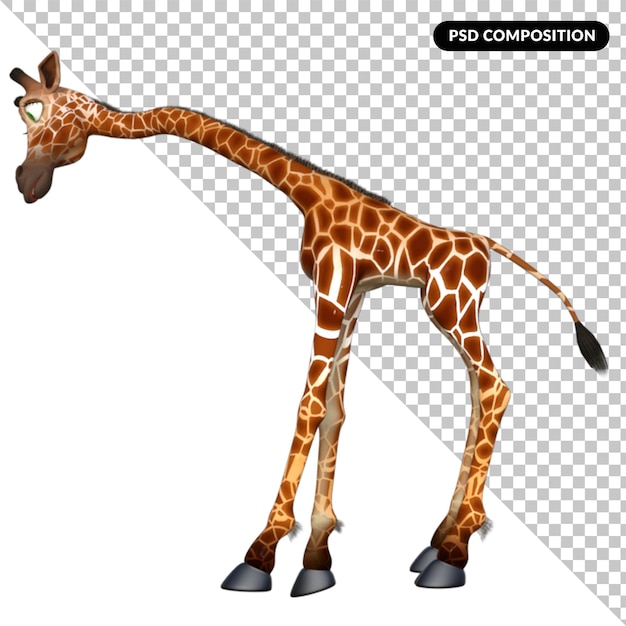 PSD jirafa animal aislado 3d renderizado