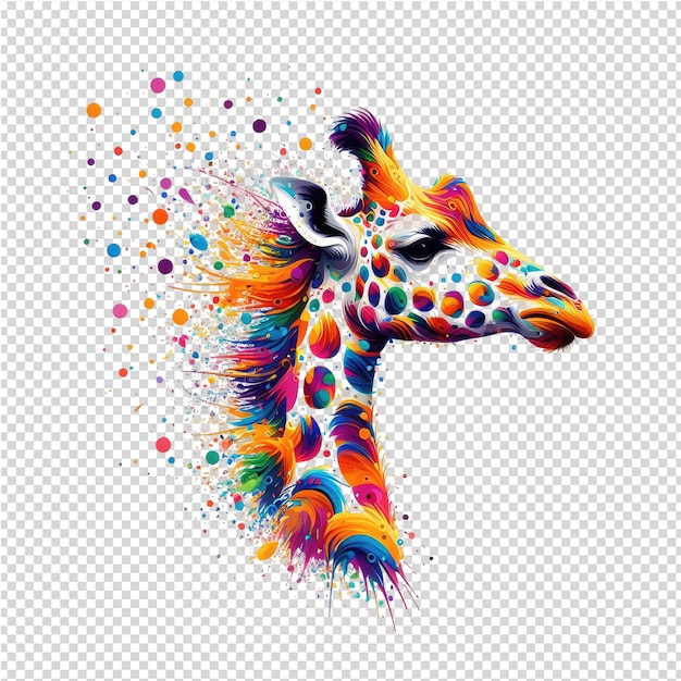 PSD una jirafa colorida con la palabra jirafa en ella