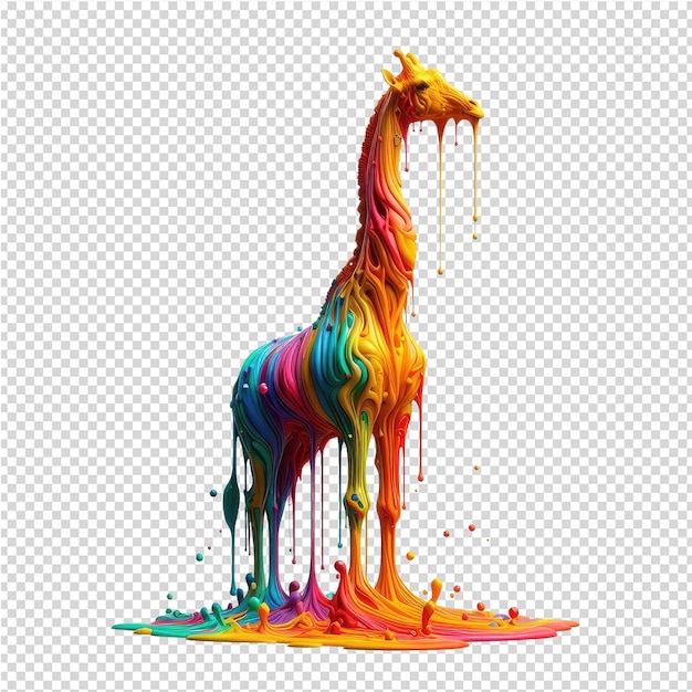 PSD una jirafa está cubierta de líquido de color con una jirafa en ella