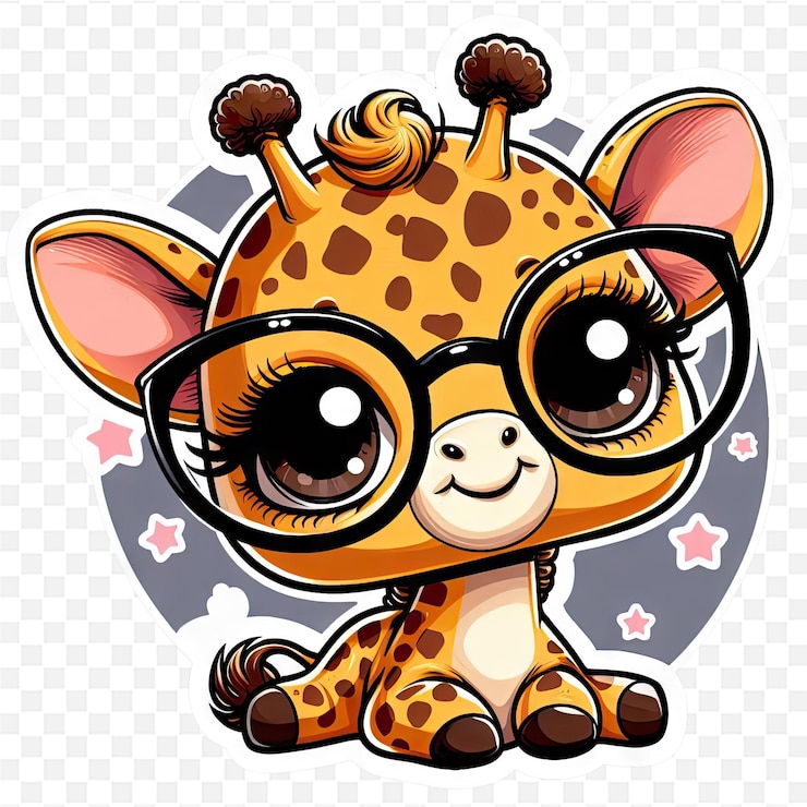 PSD una jirafa con gafas y una imagen de una jirafa en ella