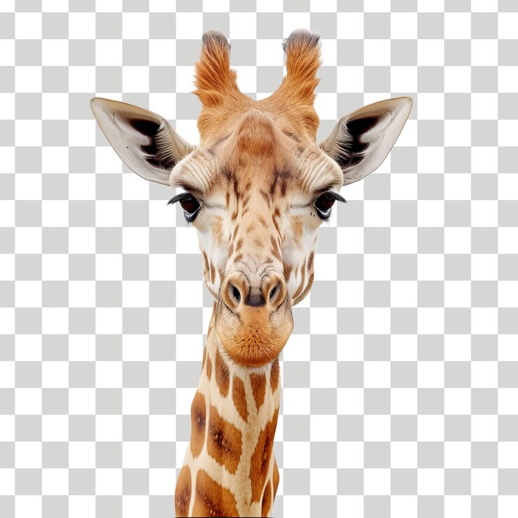 una jirafa con una imagen de una jirafa en una pantalla