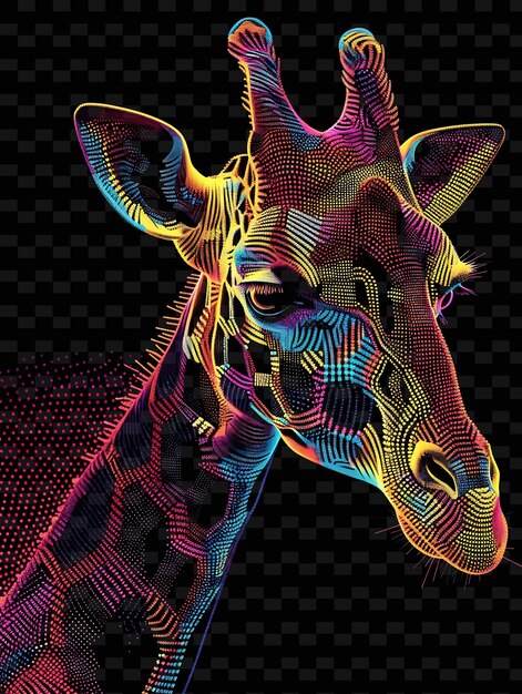 PSD una jirafa con líneas coloridas y un fondo colorido