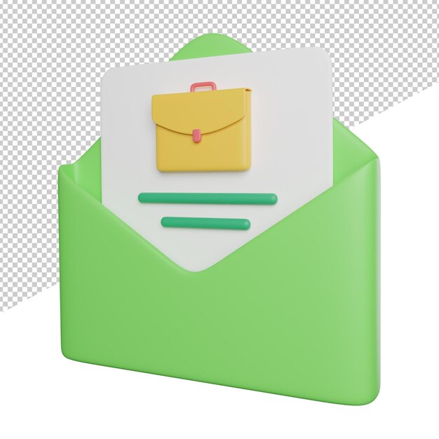 Job Mail Inbox Message side view 3d rendering icon illustration on transparent background