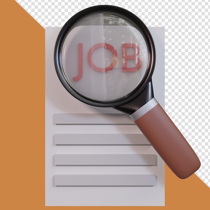 PSD job search icon 3d render illustration