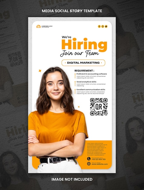 Job Vacancias de Marketing Digital Mídia Social História Post Template