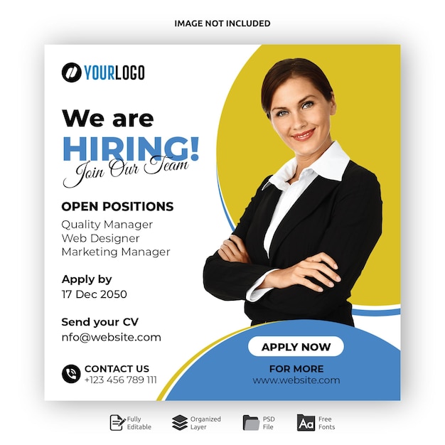Jobs Rekrutierung soziale Medien Post PSD Vorlage