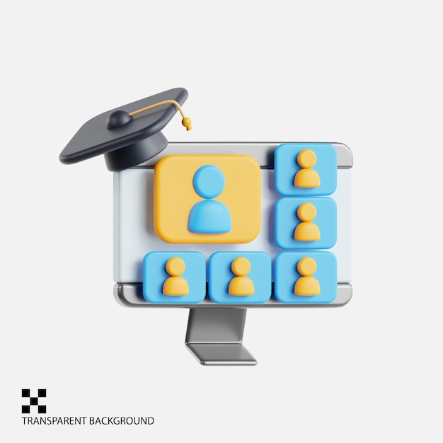 Jogador de curso on-line com ícone de capa de graduação