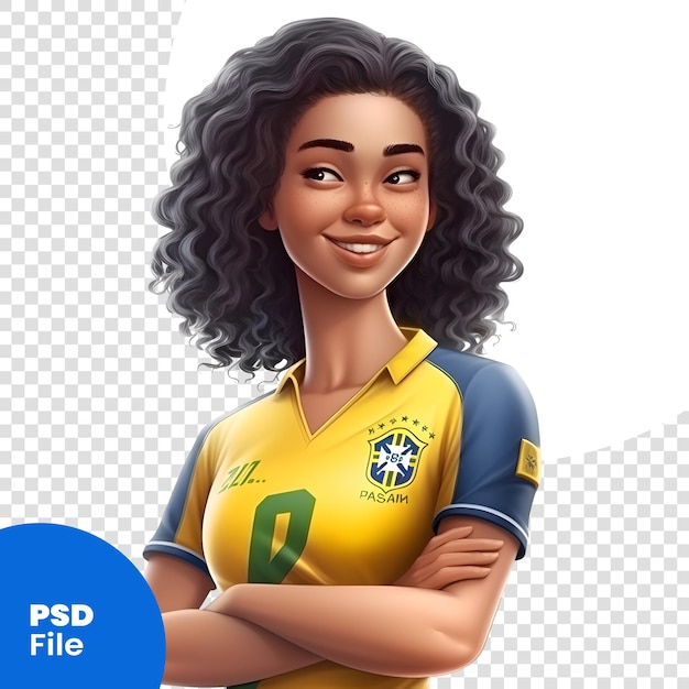 PSD jogador de futebol brasileiro isolado em fundo branco. caminho de recorte incluído. modelo psd