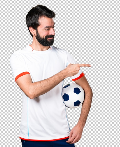 ilustração de um jogador de futebol segurando uma bola de