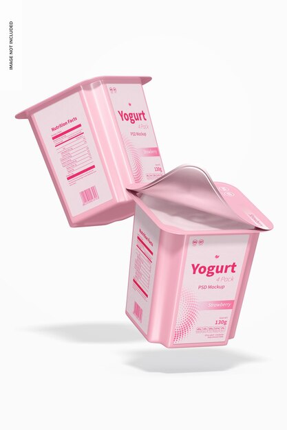 Joghurt 4er pack mockup, fallend