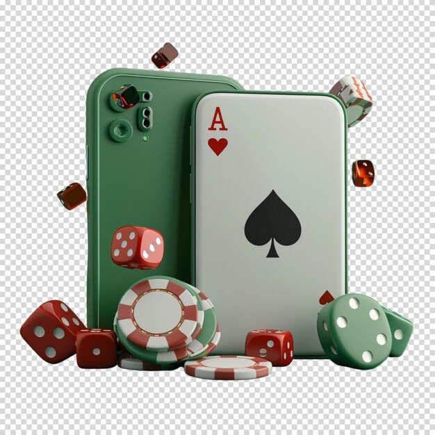 PSD jogo de casino e win isolado em fundo transparente dias de casino e dias de cartas