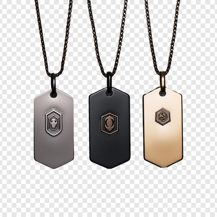 PSD joias militares de dog tags isoladas em fundo transparente