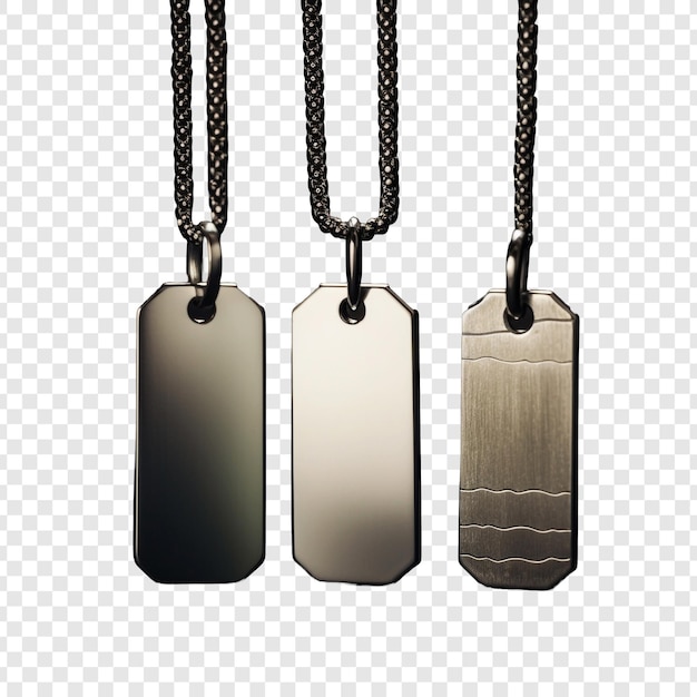 PSD joias militares de dog tags isoladas em fundo transparente