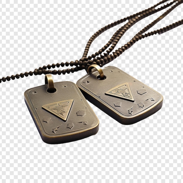 PSD joias militares de dog tags isoladas em fundo transparente