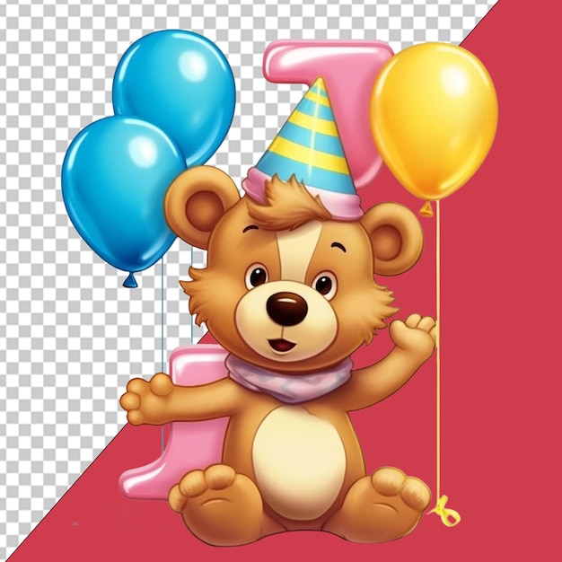 PSD joie d'anniversaire avec un ours mignon