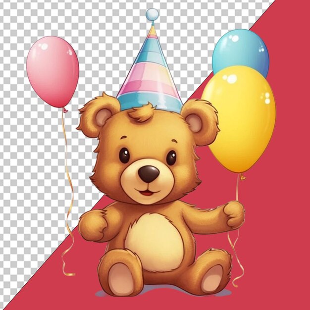 PSD joie d'anniversaire avec un ours mignon