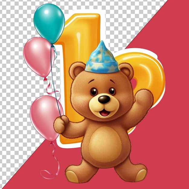 PSD joie d'anniversaire avec un ours mignon