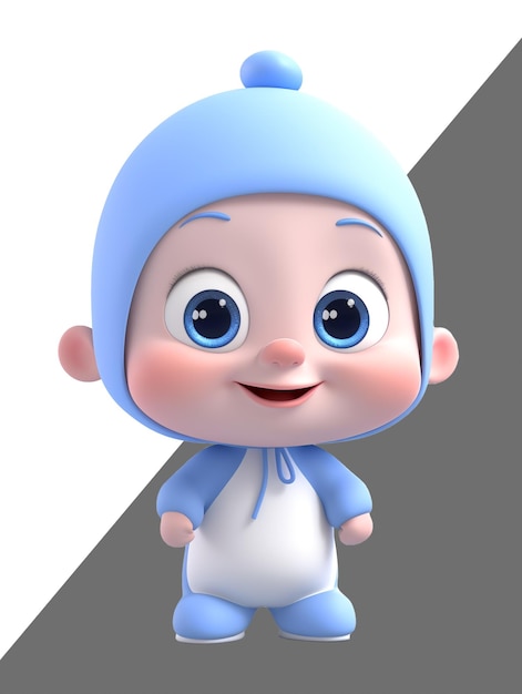 Joli bébé personnage 3d avec l'expression du visage souriant