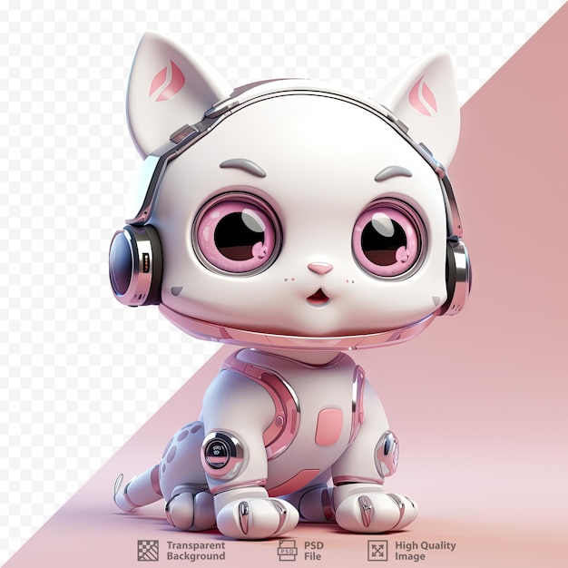 PSD joli chat robot avec une expression souriante affichée à l'écran