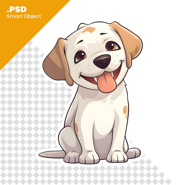 PSD joli chien de dessin animé assis sur un fond blanc. illustration vectorielle. modèle psd