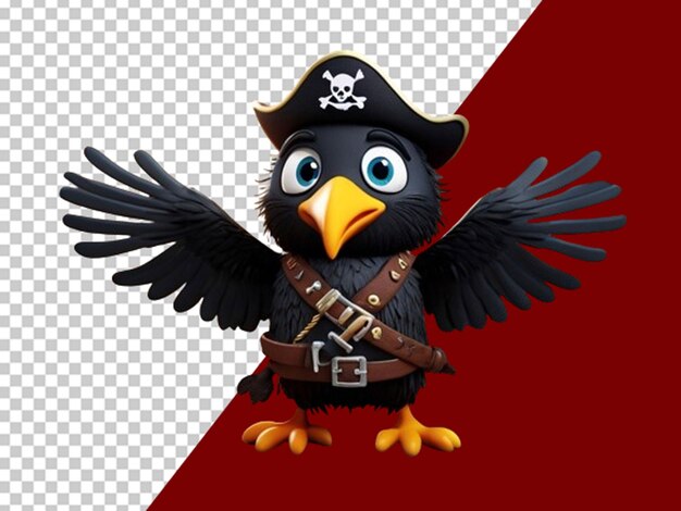 PSD un joli corbeau 3d déguisé en pirate