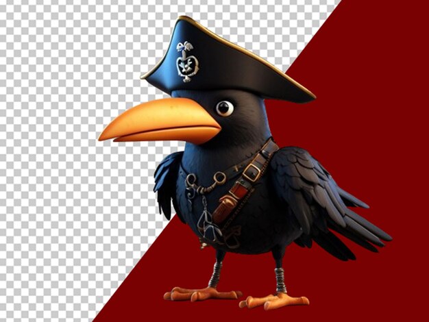 PSD un joli corbeau 3d déguisé en pirate