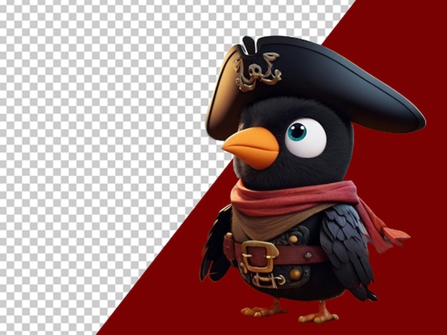 PSD un joli corbeau 3d déguisé en pirate