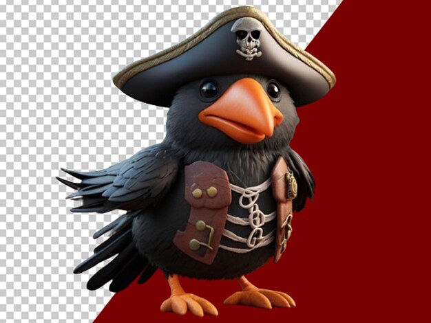 PSD un joli corbeau 3d déguisé en pirate