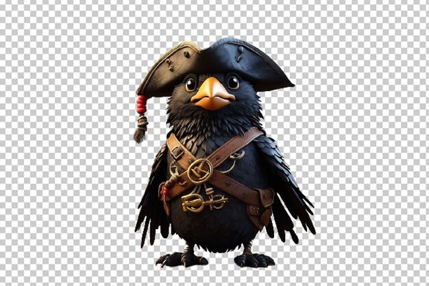 PSD un joli corbeau 3d habillé en pirate