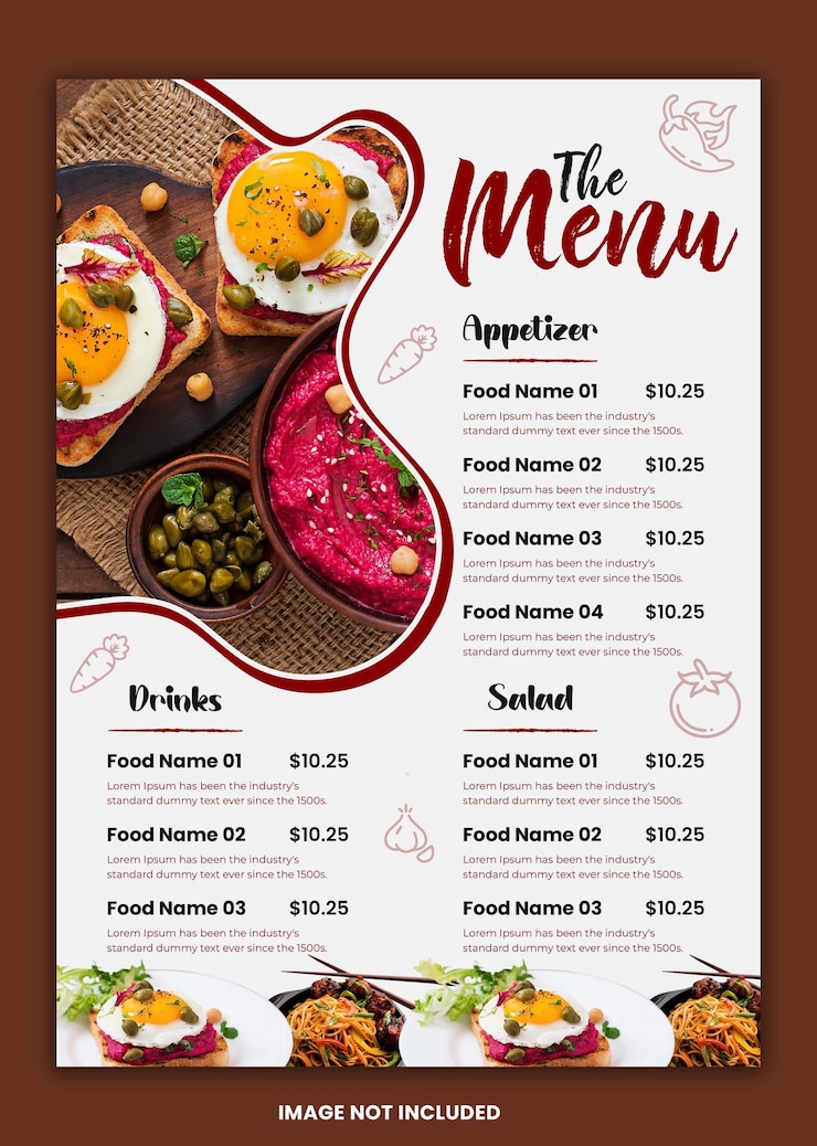 PSD joli modèle de conception de menu de nourriture