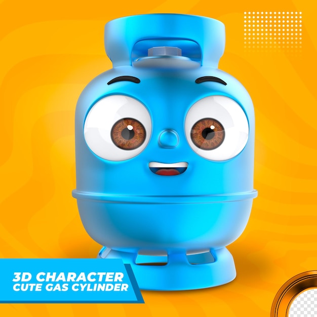 PSD joli personnage 3d de bouteille de gaz