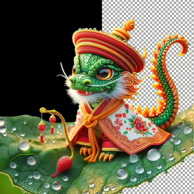 PSD joli petit dragon de style dragon oriental papier peint png transparent généré par ai