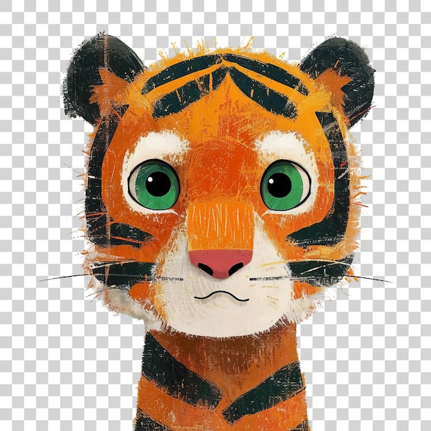 PSD joli portrait de tigre isolé sur un fond transparent png