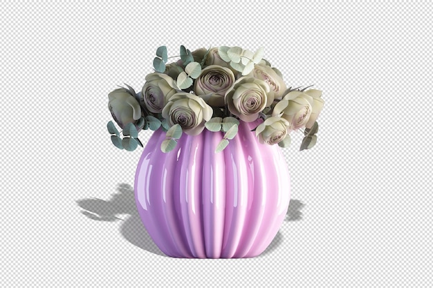 Joli Vase Avec Des Fleurs En Rendu 3d