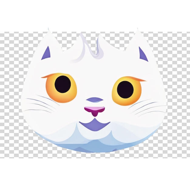 PSD un joli visage de chat sur un fond transparent illustré dans le style des dessins animés