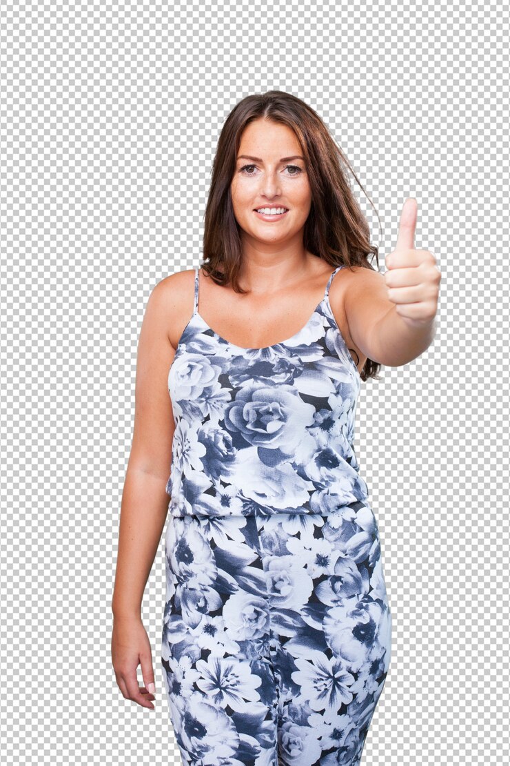 PSD jolie femme faisant un symbole correct