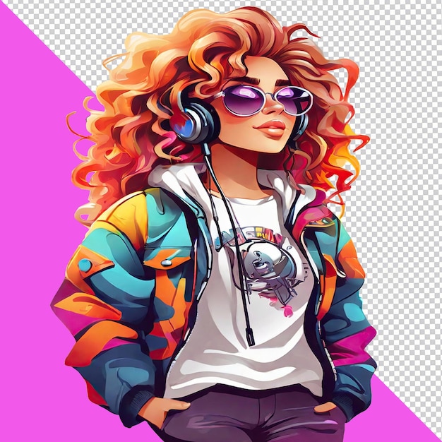 PSD une jolie fille urbaine portant des lunettes de soleil illustration