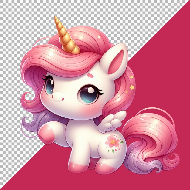 PSD une jolie illustration à l'aquarelle de licorne sur un fond transparent