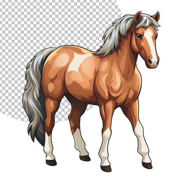 Une Jolie Illustration D'un Cheval Brun Sur Un Fond Transparent