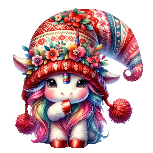 PSD une jolie illustration de la fête de la saint-valentin de gnome unicorn