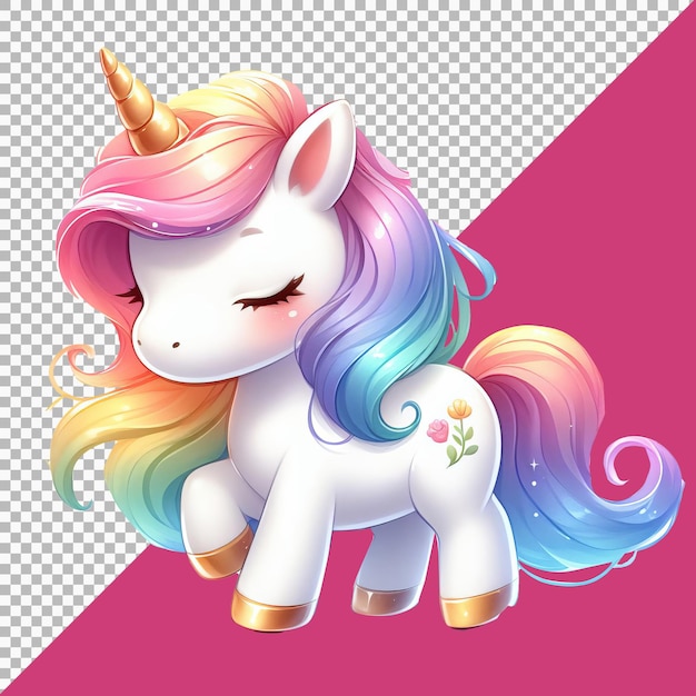 PSD une jolie illustration de licorne sur un fond transparent