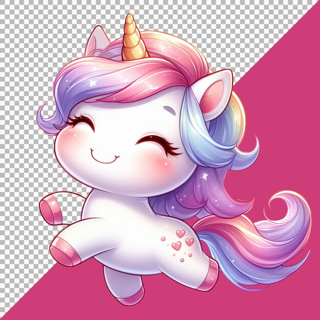 PSD une jolie illustration de licorne sur un fond transparent