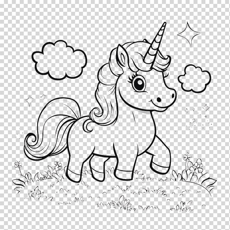 PSD une jolie illustration de ligne de licorne