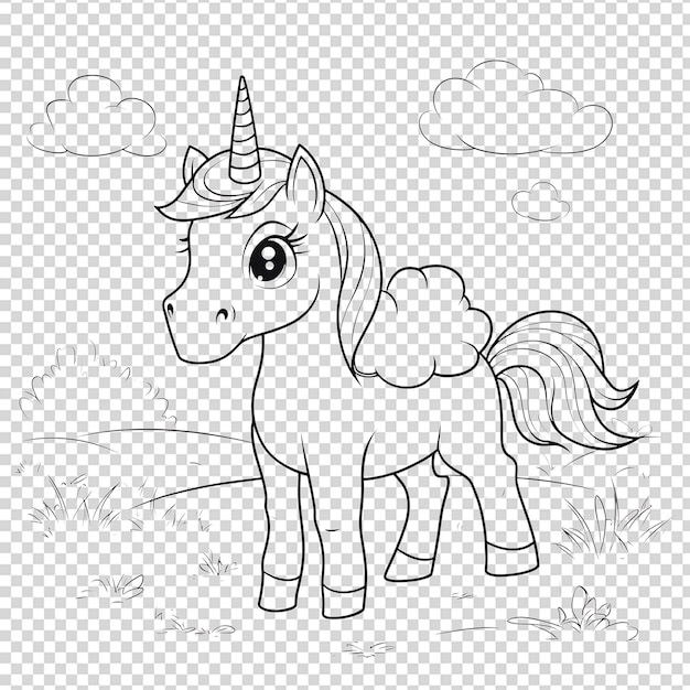 Une jolie illustration de ligne de licorne