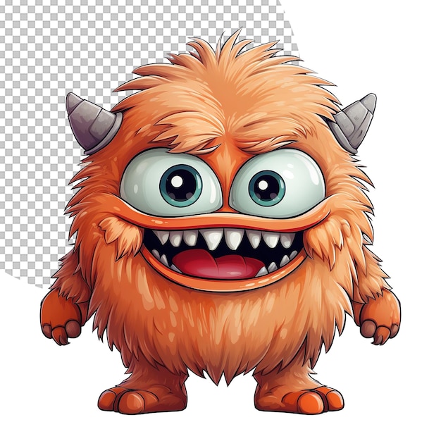 PSD une jolie illustration de monstre orange sur un fond transparent